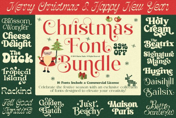 Christmas Bundle Festive Holiday: A Display Font for Editorial Design